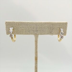 14k yellow gold DQ CZ JCM Jacmel Hoop Earrings. Vintage